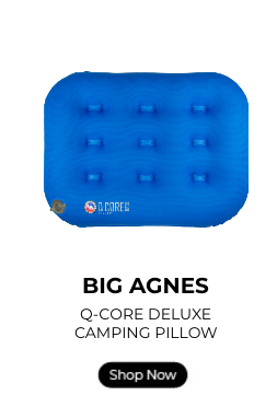 Big Agnes Q-Core Deluxe camping pillow with a shop now button.