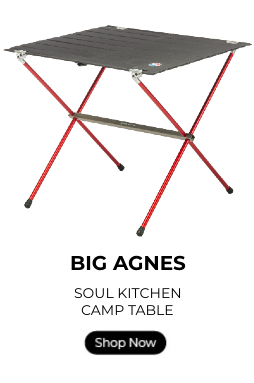Big Agnes Soul Kitchen camp table with a shop now button.