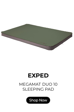 Exped MegaMat Duo 10 Sleeping Pad with a shop now button.