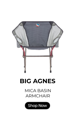 Big Agnes Mica Basin Arcmchair with a shop now button.
