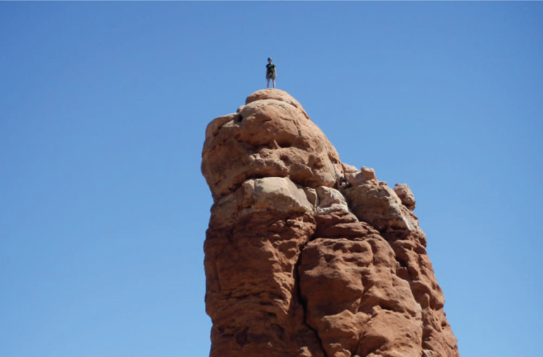 Owl Rock is an ideal first-time tower, conveniently located in Arches National Park.     Bix Firer