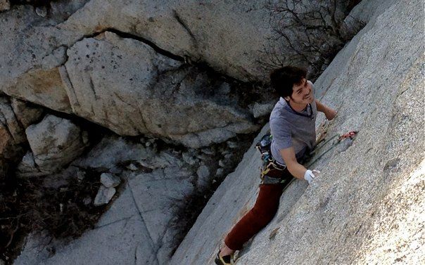 Climber on The Coffin crack in Little Cottonwood Canyon