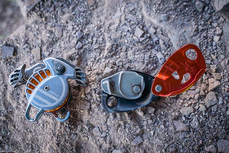 Wild Country Revo open with open Petzl Grigri