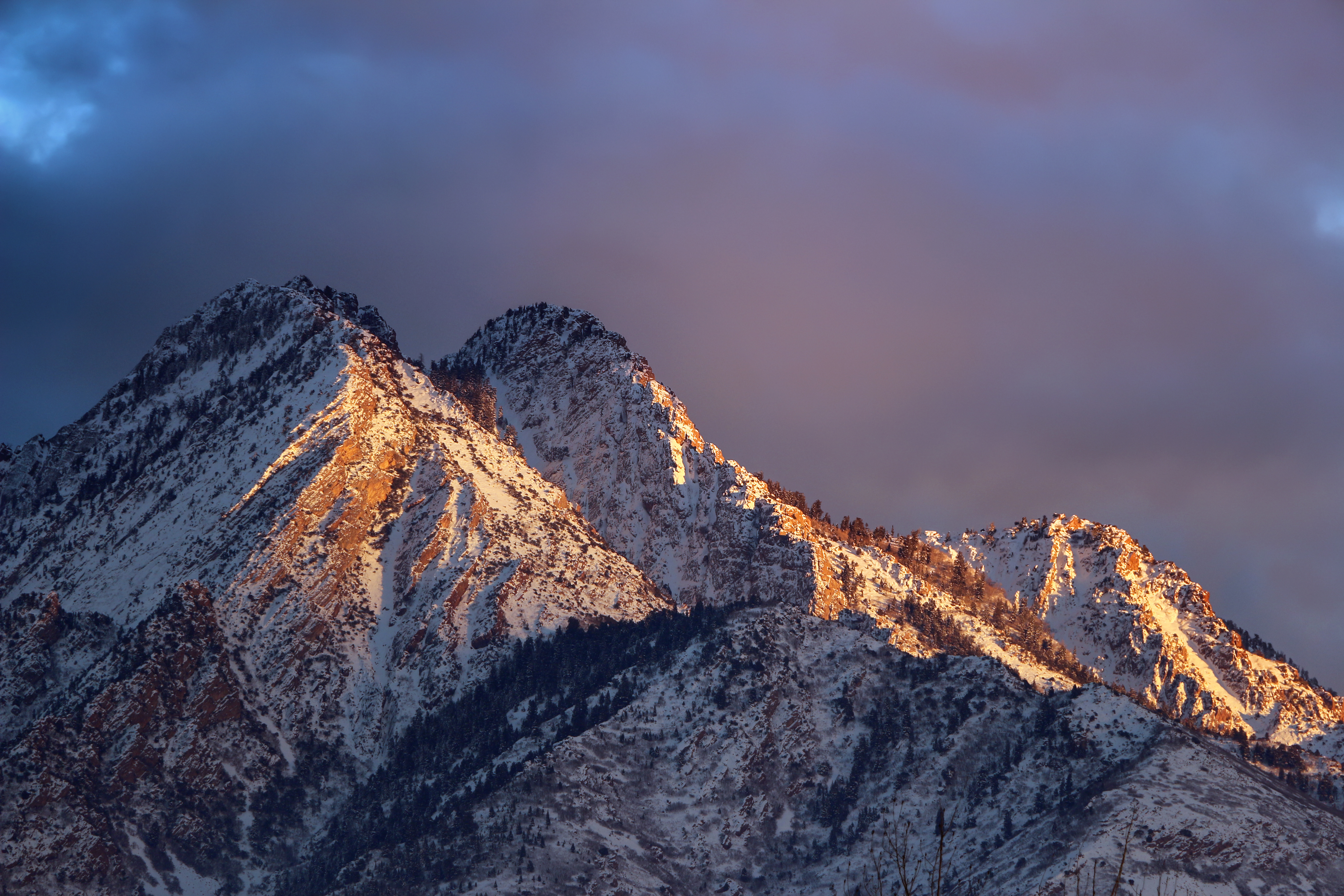 Mount Olympus rocky ridgeline with spring snow patches