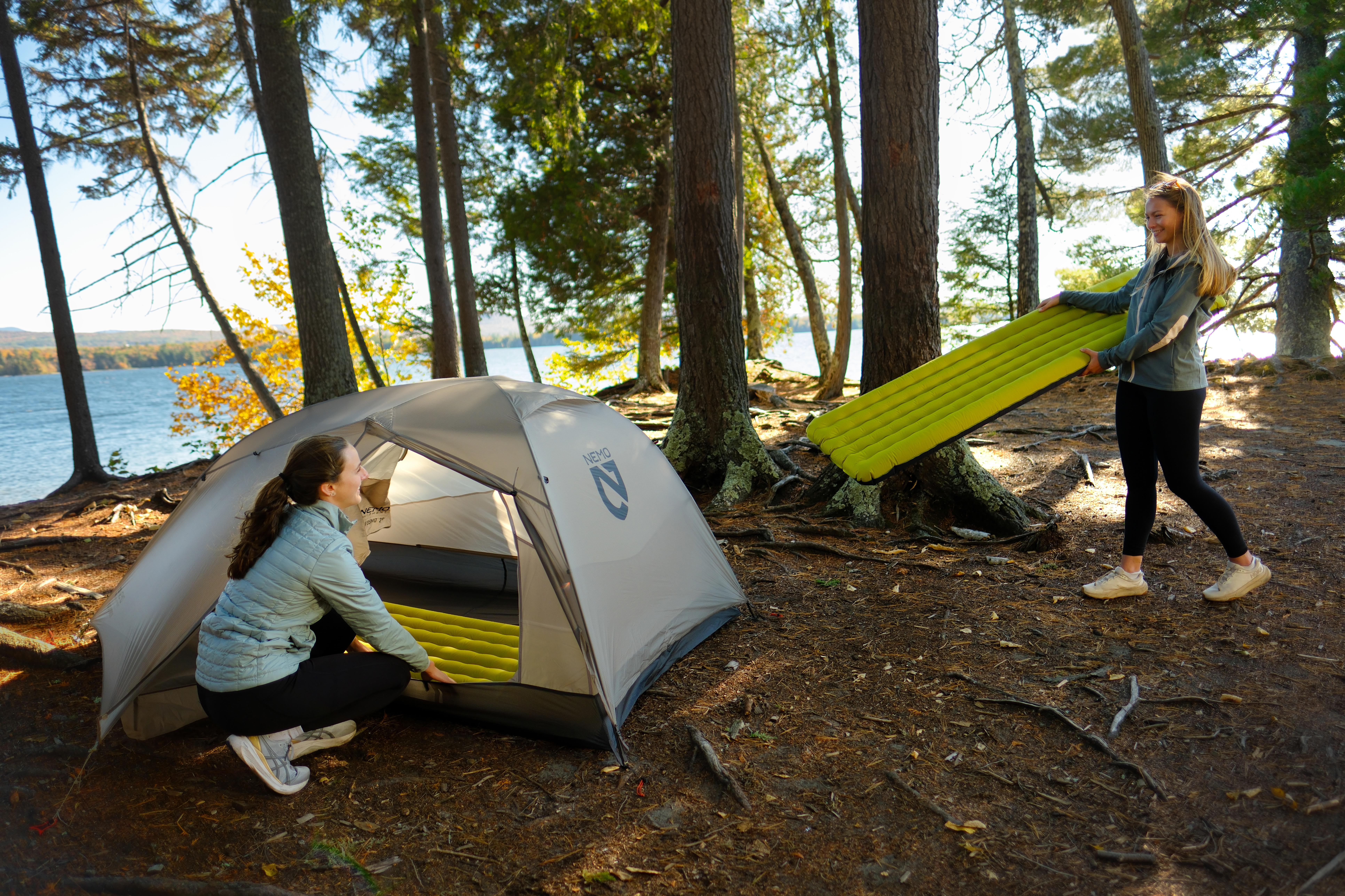 Backpacker sleeping in the backcountry on an insulated sleeping pad