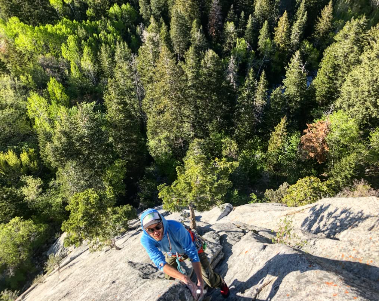 Climber on Pentapitch in Little Cottonwood Canyon Utah