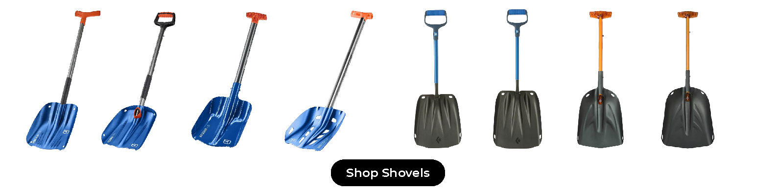 8 avalanche shovels made by Ortovox and Black Diamond